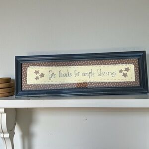 Rustic Framed Wall Art - "Give Thanks for Simple Blessings"